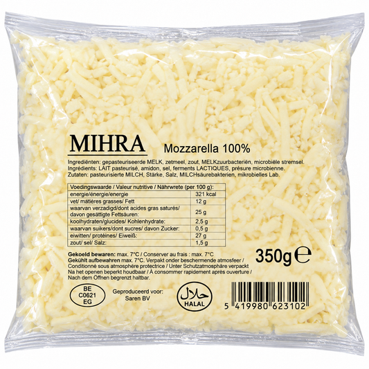 Mihra mozzarella geraspt 100% 350GR